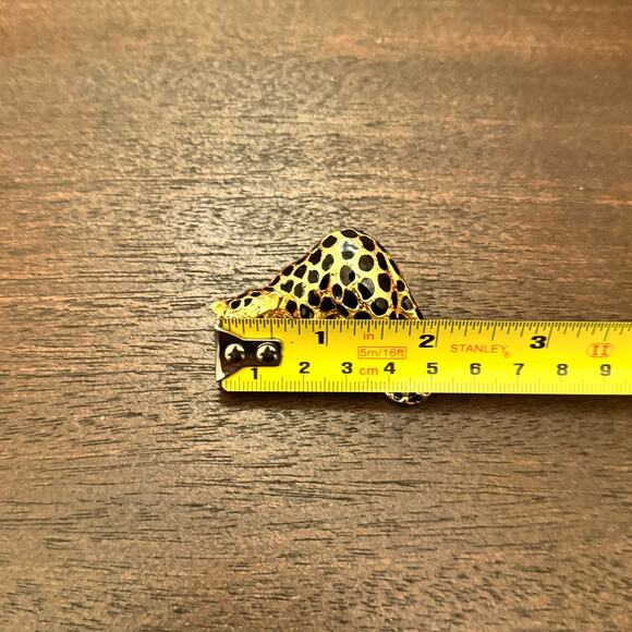 VTG Park Lane Brooch Leopard Jaguar Cat Pin Pendant Black Enamel Gold Crystal - Picture 14 of 15